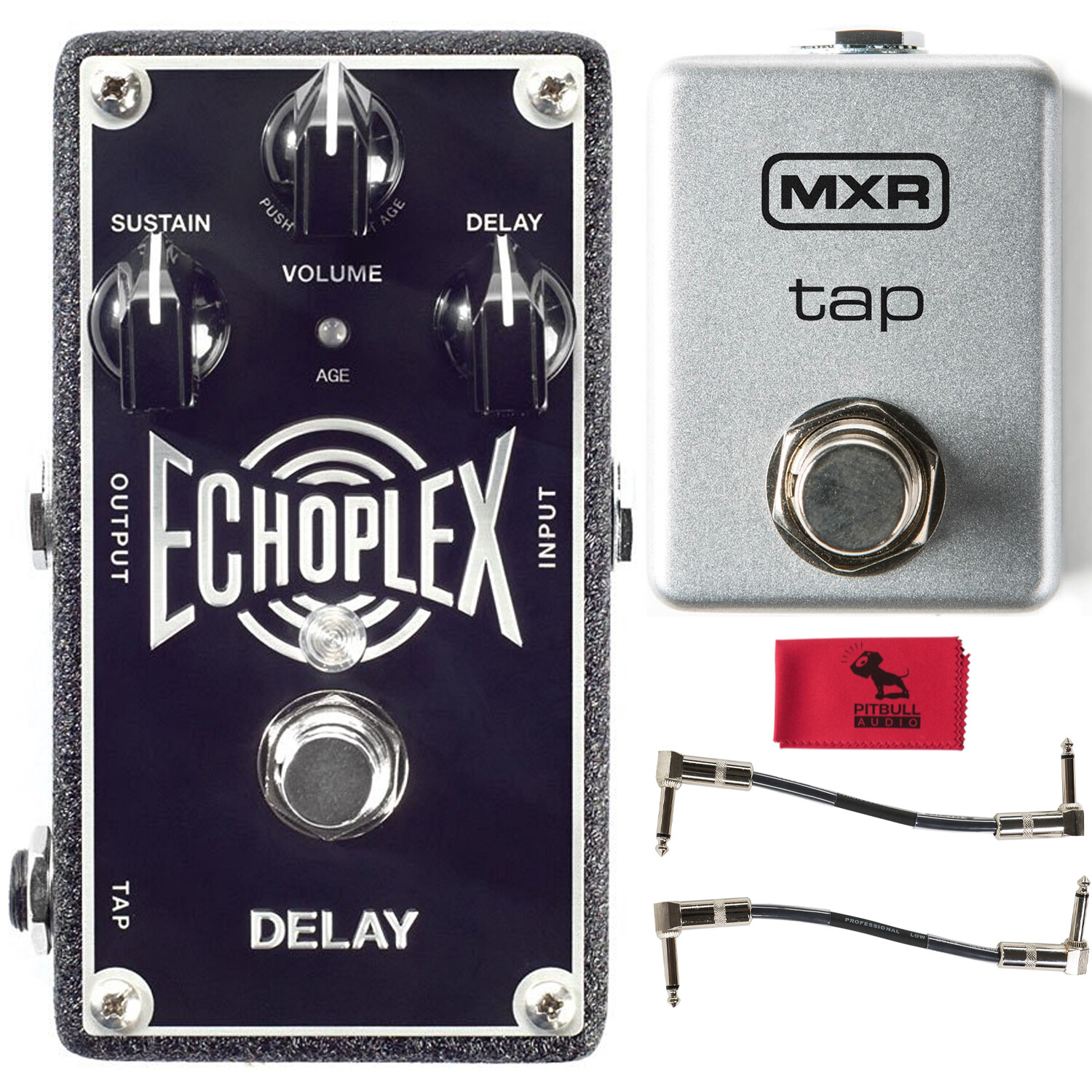 Dunlop EP103 Echoplex Delay Pedal w/ MXR M199 Tap Tempo, Patch Cables & Cloth
