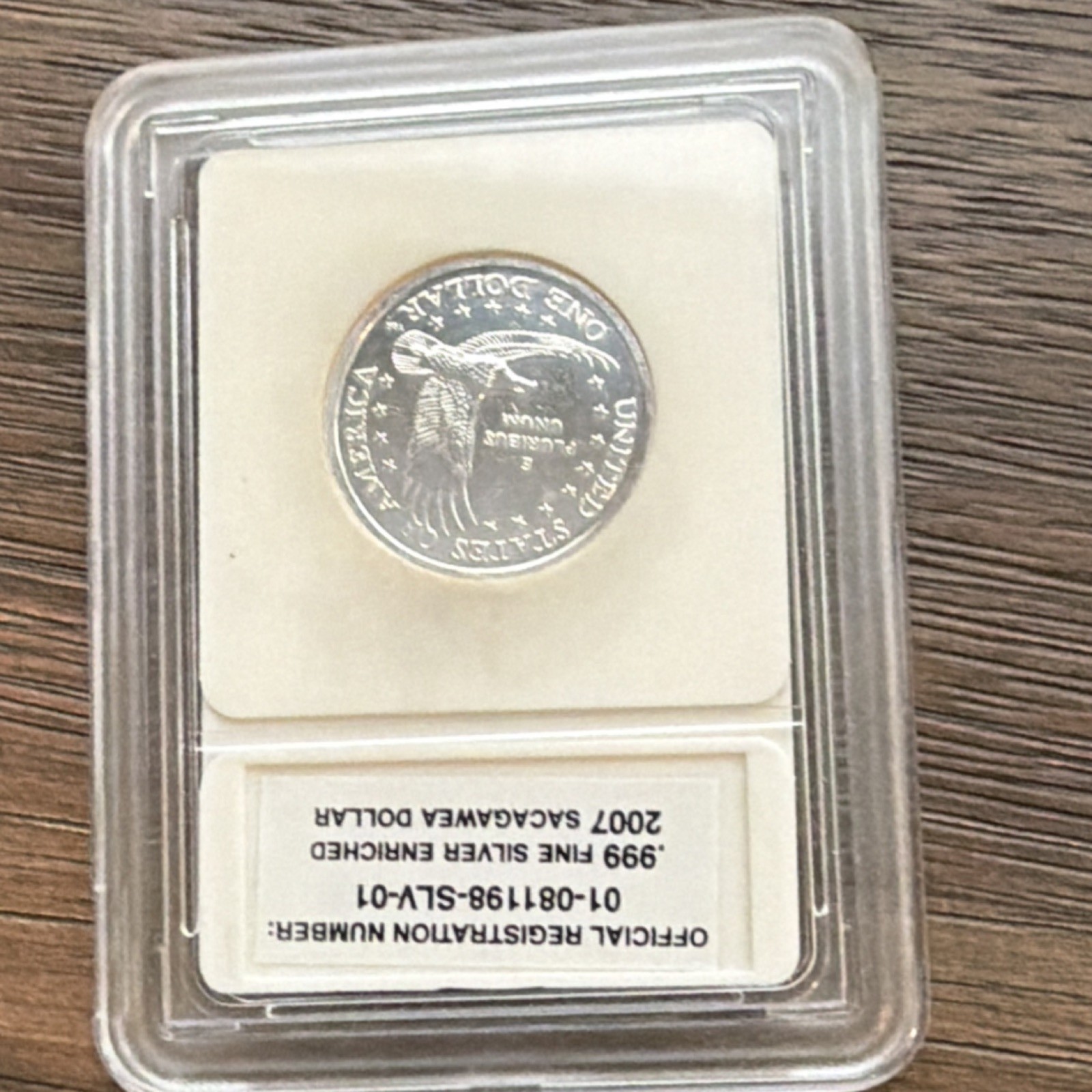Five (5), 2007 Sacagawea .999 Silver Plated.