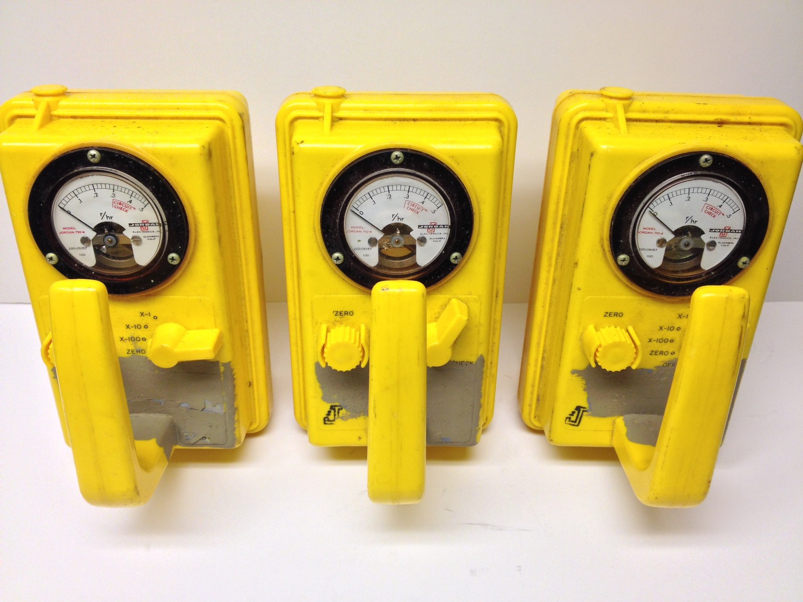 Lot of 3 Vintage Radiation Geiger Counters Jordan 710-4 Survey Meters 1950s