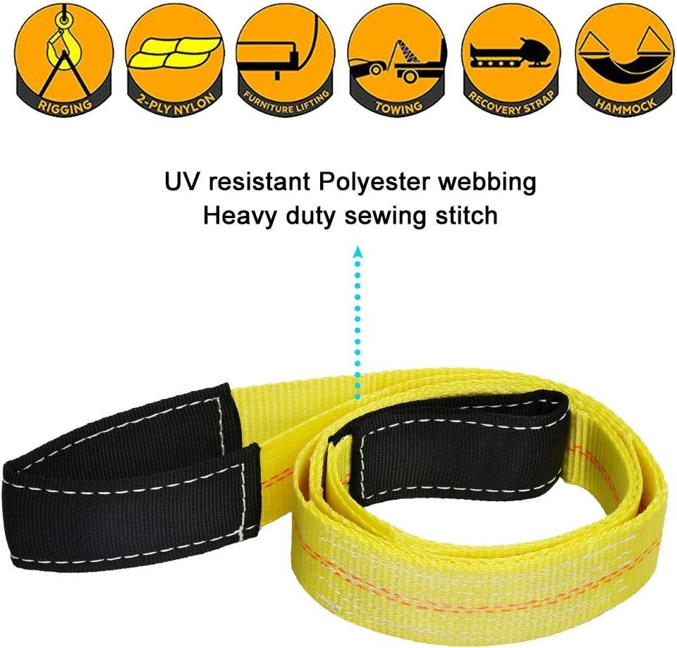 2 Pack 6ft Polyester Recovery Straps – 10,000lbs Break Strength for Safe Lifting