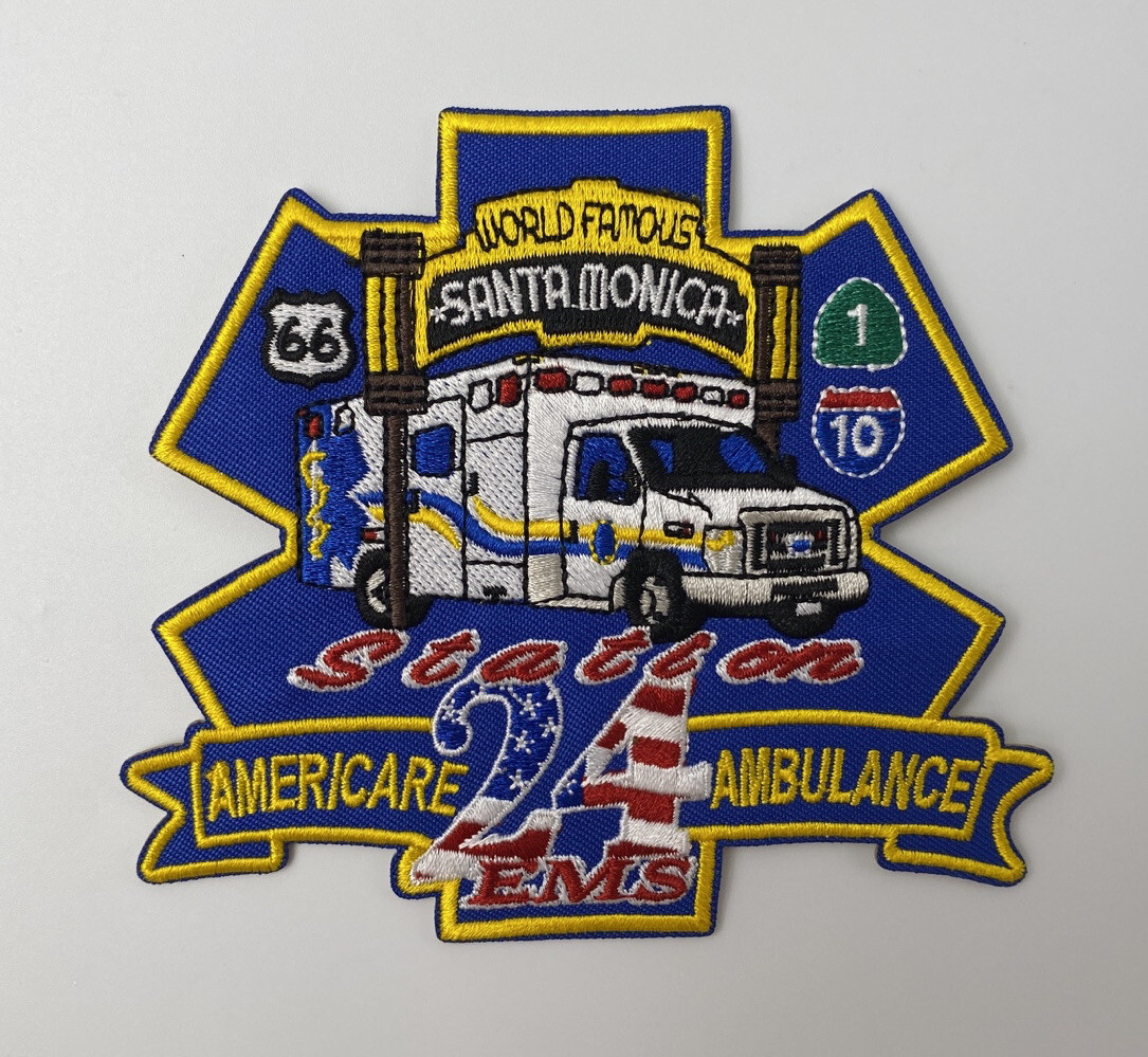AMERICARE AMBULANCE SANTA MONICA CA EMS FIRE PATCH CALIFORNIA PIER PCH ROUTE 66