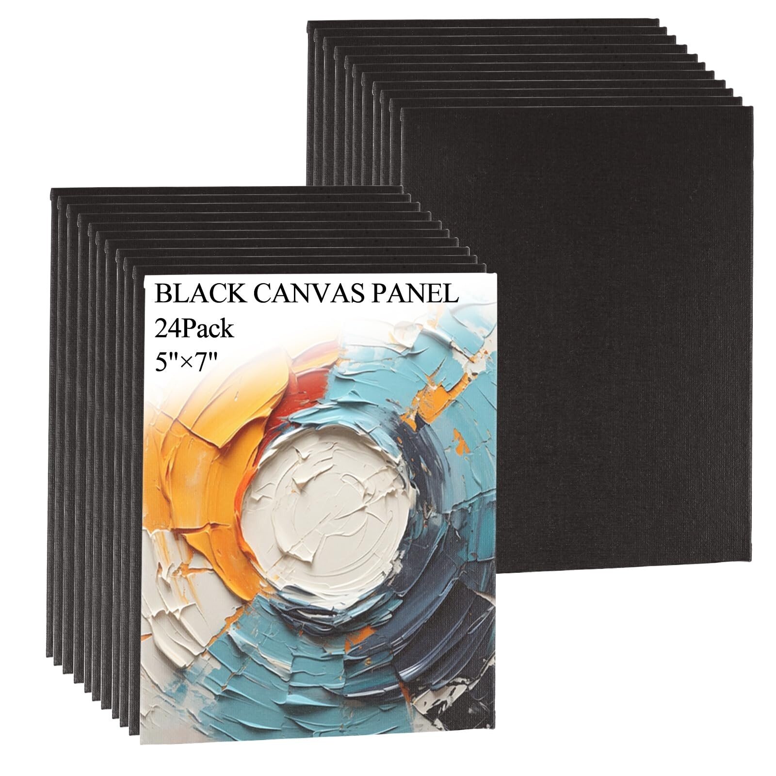 Canvas for Painting, 24 Pack Black Stretched Canvas for Painting, Bulk 5x7 In...
