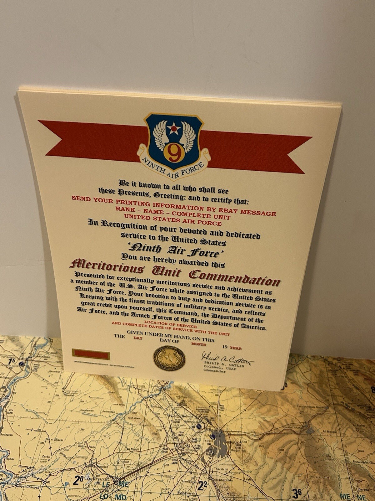 U.S. AIR FORCE / 9TH AIR FORCE - MERITORIOUS UNIT COMMENDATION CERTIFICATE