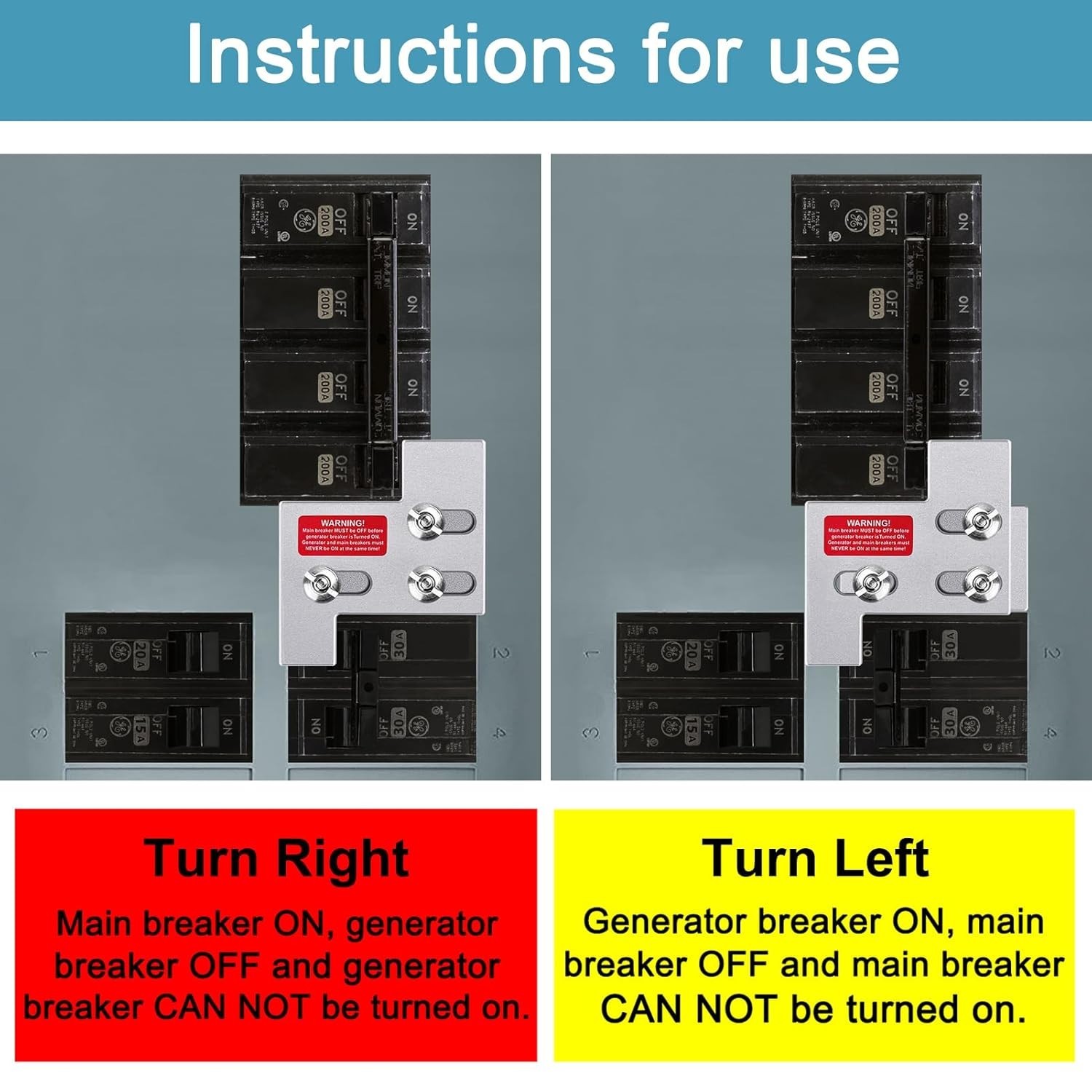 Generator Interlock Kit Compatible GE 150/200 Amp Panel 1-1/4" Transfer Switch