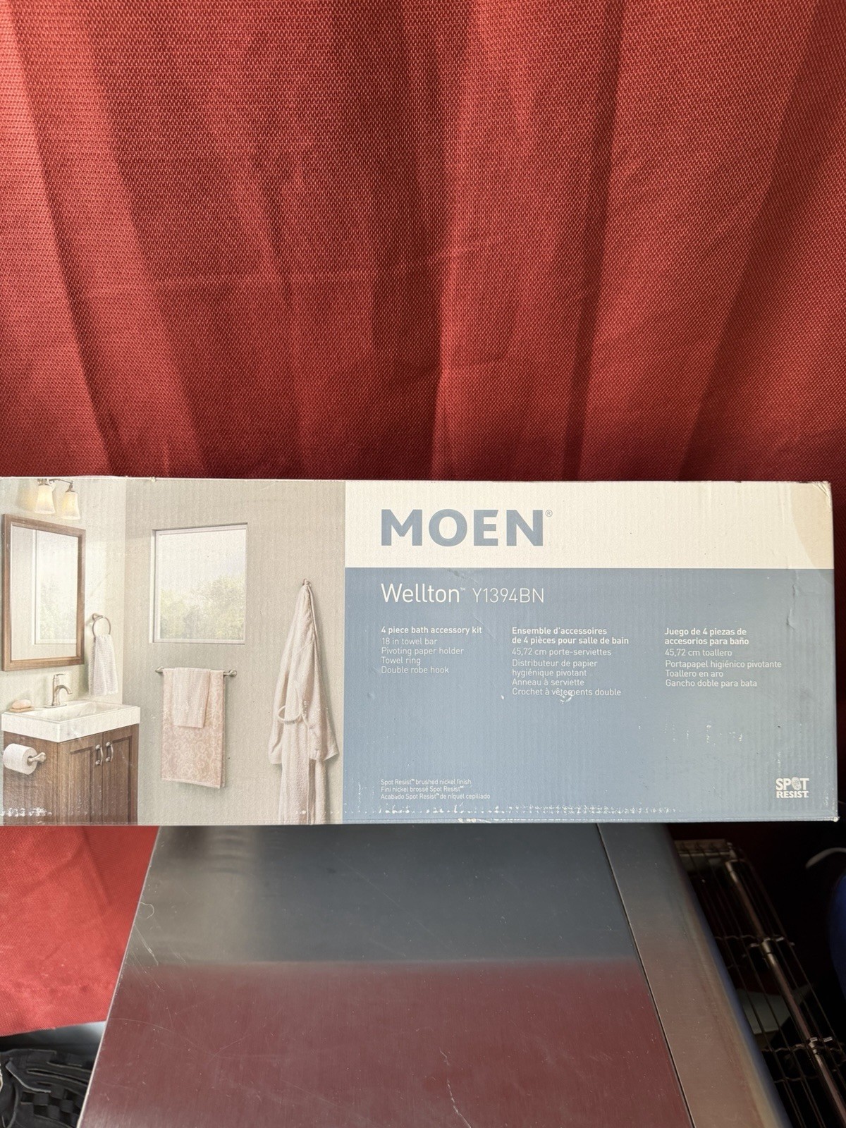 Moen Wellton Y1394BN Spot Resist Brushed Nickel 4pc Bath Set, 4 Items