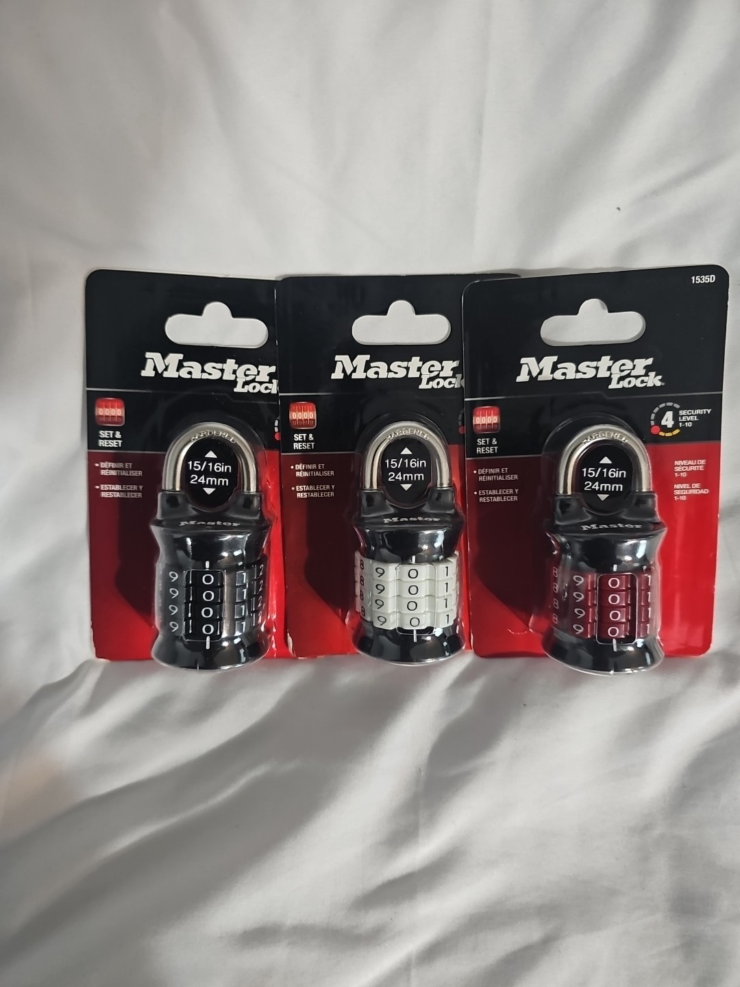 3 NEW Master Lock 1535D Customizable Combination Padlock Black Locker Office