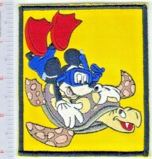 SCUBA USA Disney Mickey Mouse Diver Ridding a Turtle on Blue NO TARIFF