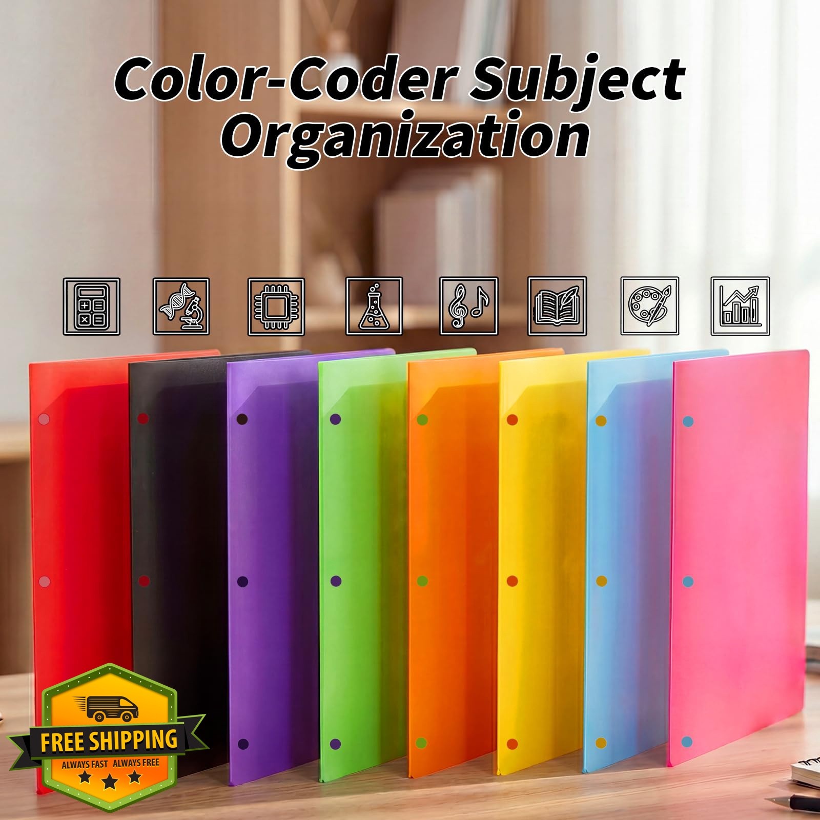 ONEKEEP 8 Pack Plastic Folders 2 Pocket