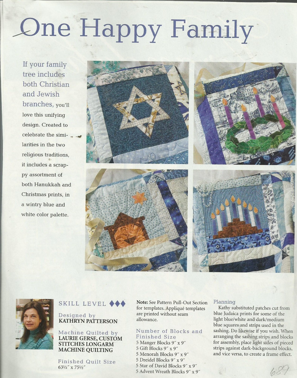 E0640  ONE HAPPY FAMILY QUILT PATTERN/INSTRUCTIONS