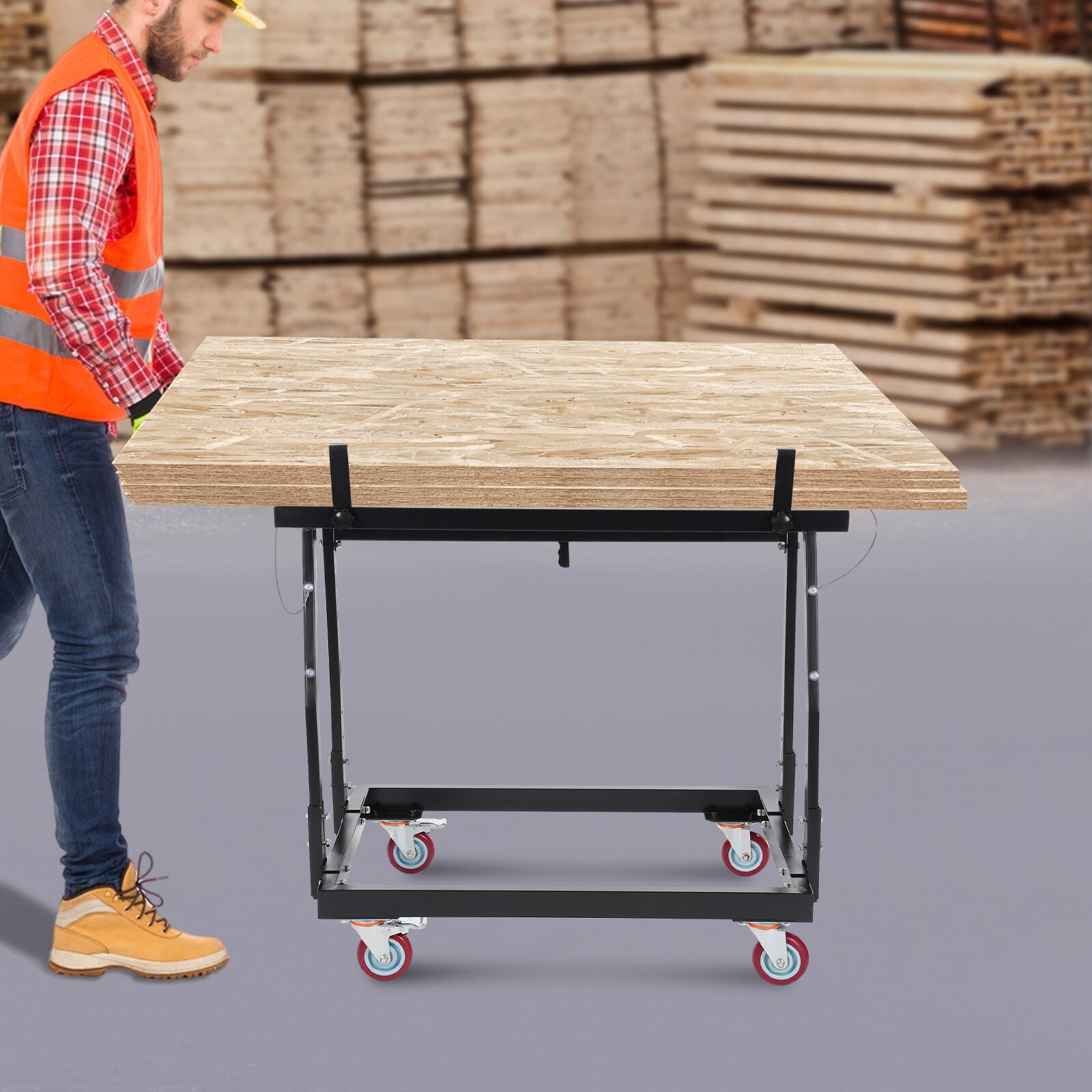 Heavy Duty Drywall Panel Cart, Panel Handler Cart, Tilting Panel Carts W/Casters