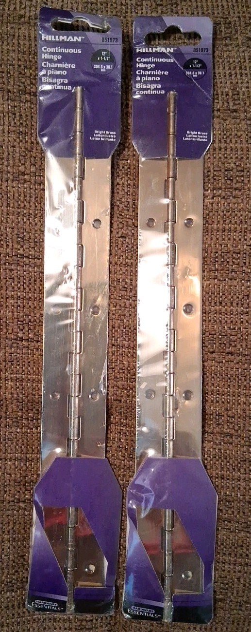 2 Hillman Brass Surface Mount Continuous Hinges, 12 x 1-1/2 in.