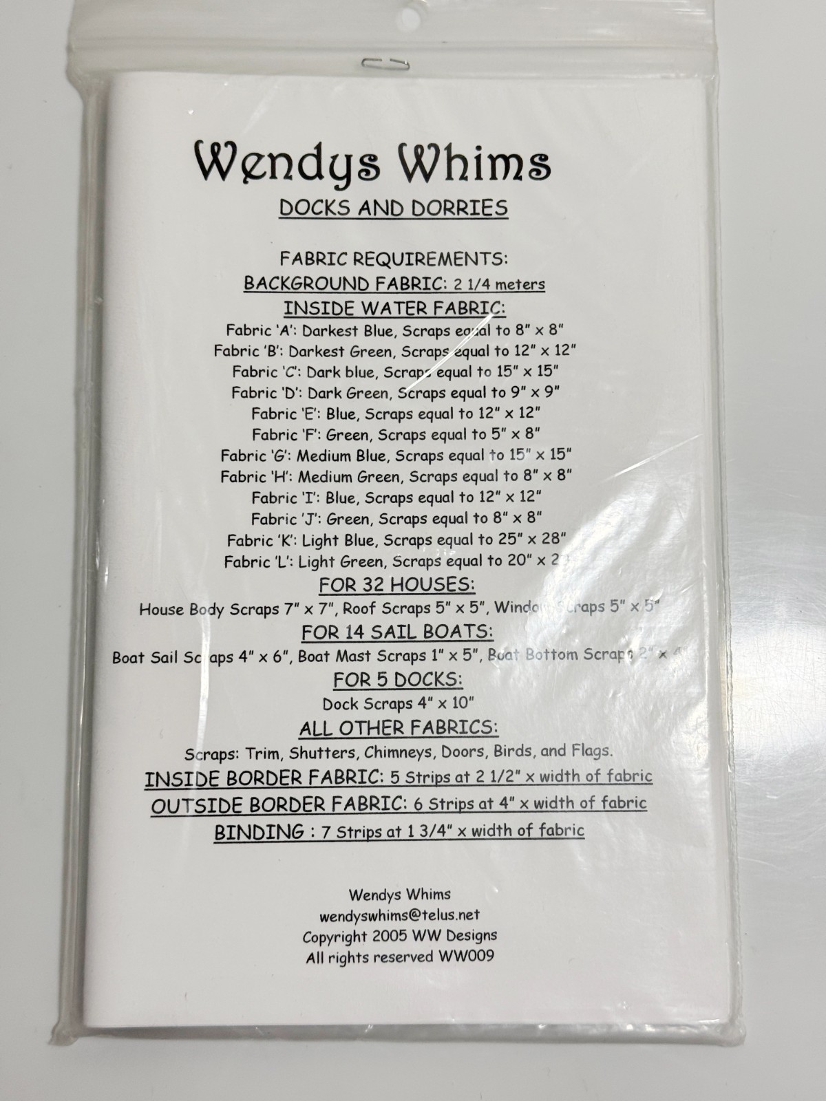 Wendys Whim Docks And Dorries Pattern by Wendy Slack