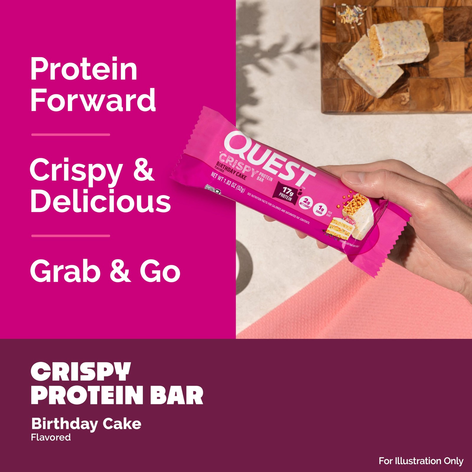 Quest Nutrition Crispy Birthday Cake Protein Bar, 17g Protein, 12 12 Count