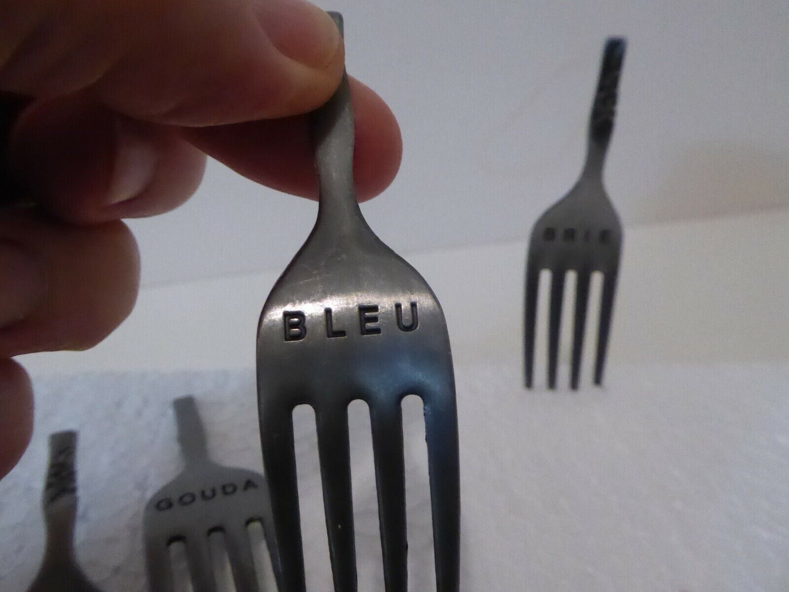 Thirstystone (2) H Monogram Dip/Cheese Spreaders (4) Fork Cheese Marker (S2