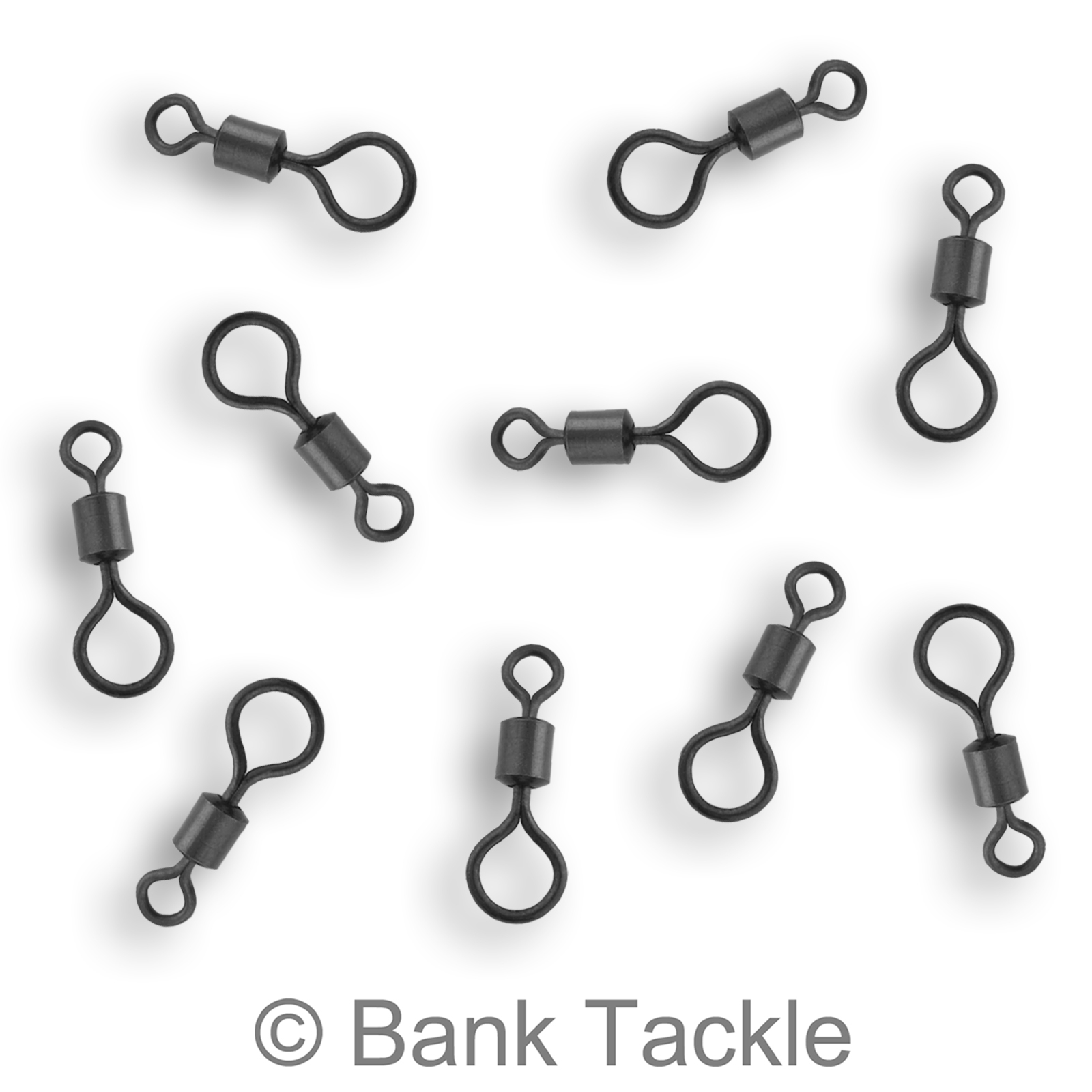Size 8 Big Eye/Ring Swivels x 10 Matt Black Anti Glare Carp Fishing Tackle (SB1)