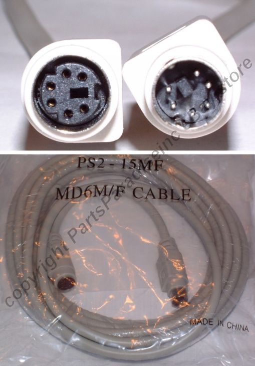 15ft PS2 6pin DIN Male~Female Extension Cable/Cord/Wire Mouse/Keyboard/KVM