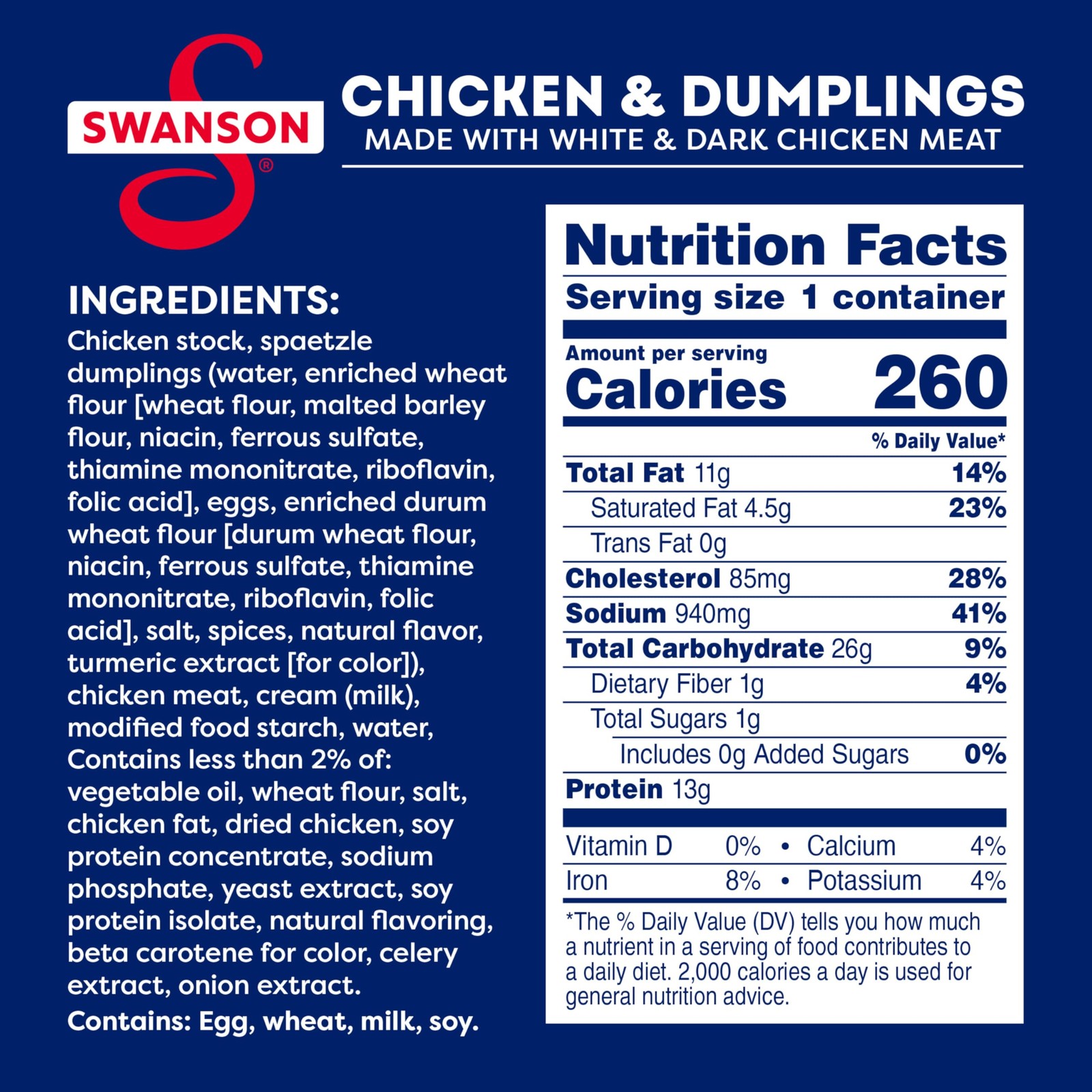 Canned Chicken and Dumplings, White Dark Meat, 10.5 oz Pack of 12