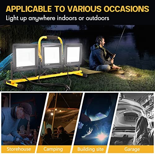 22000 Lumen Work Lights with Stand, 2 Adjustable Head 2 Adjustable Head-Yellow