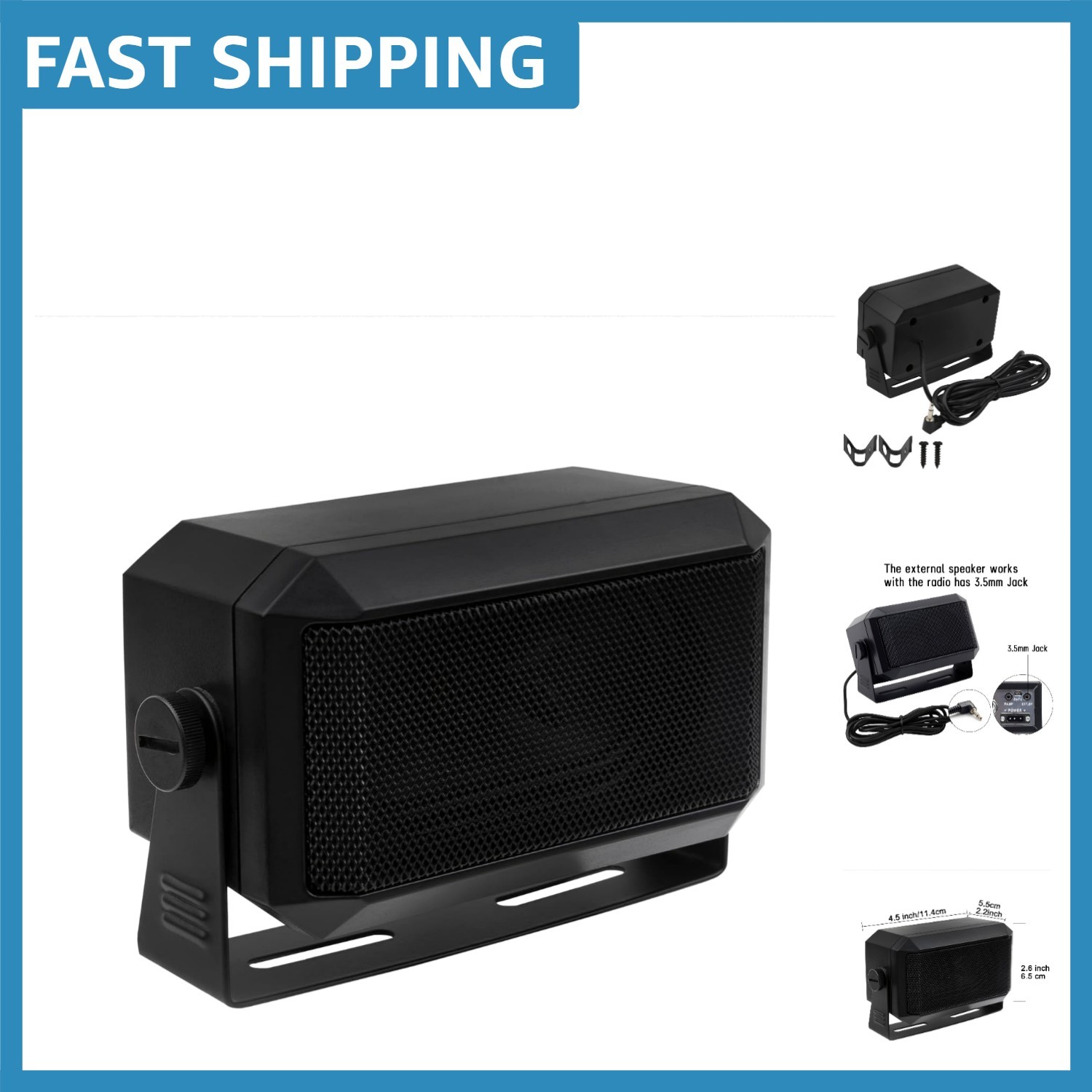 Dynamic Driver 5W External Speaker for Radio Communication - Black & Lightweight