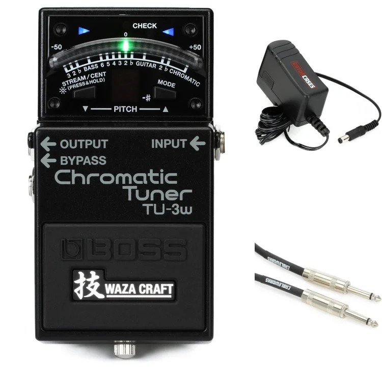 Boss TU-3W Waza Craft Chromatic Tuner with Power Supply and Cable