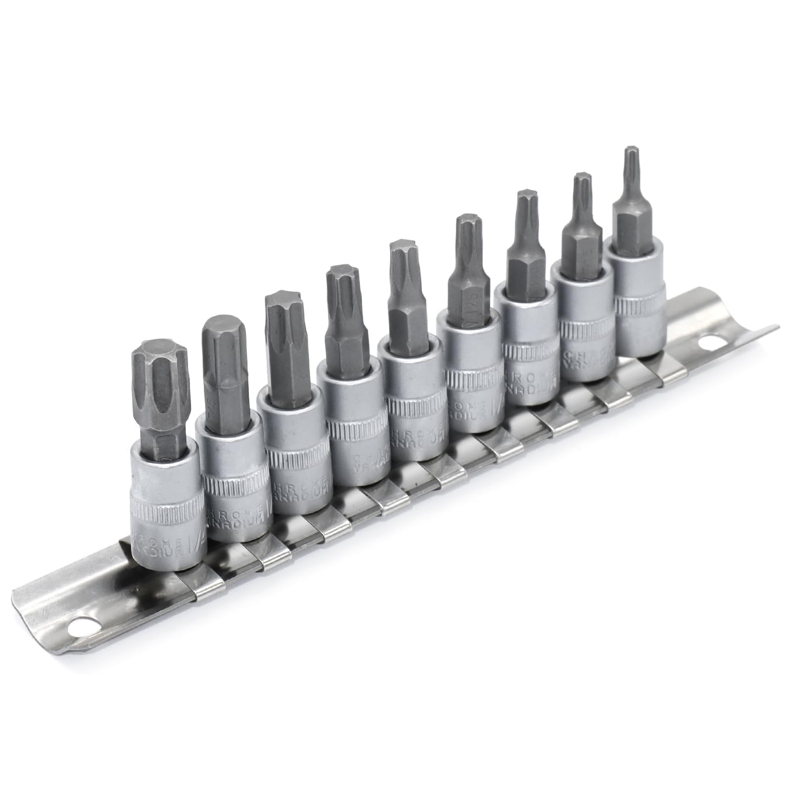 DAKCOS Torx Bit Socket Set, 1/4" Drive, 9 T10,T15,T20,T25,T27,T30,T40,T45,T50