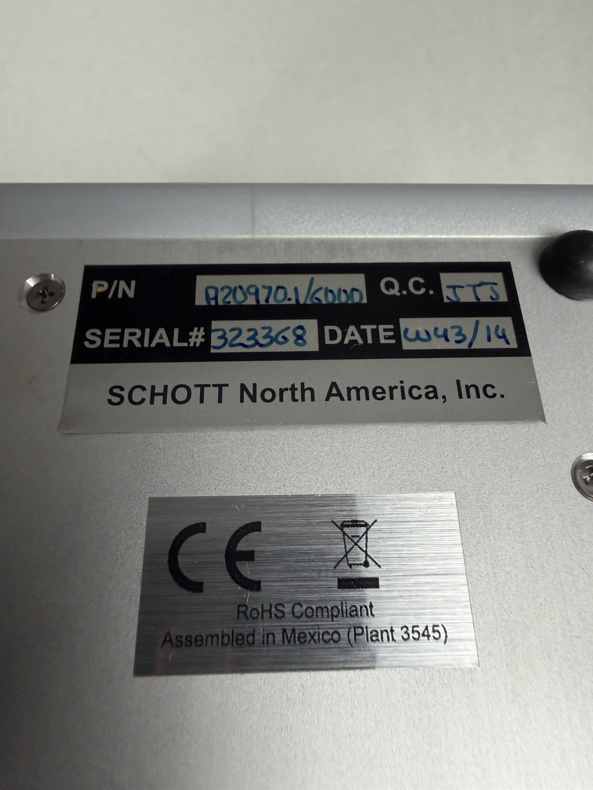 Moritex Schott LLS3 A20970.1/6000/EU LED Light Source Illuminator *Guaranteed*