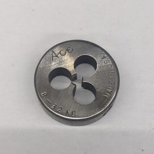Ace #8-32 NC Round Die 1" OD Solid Die Carbon Steel USA