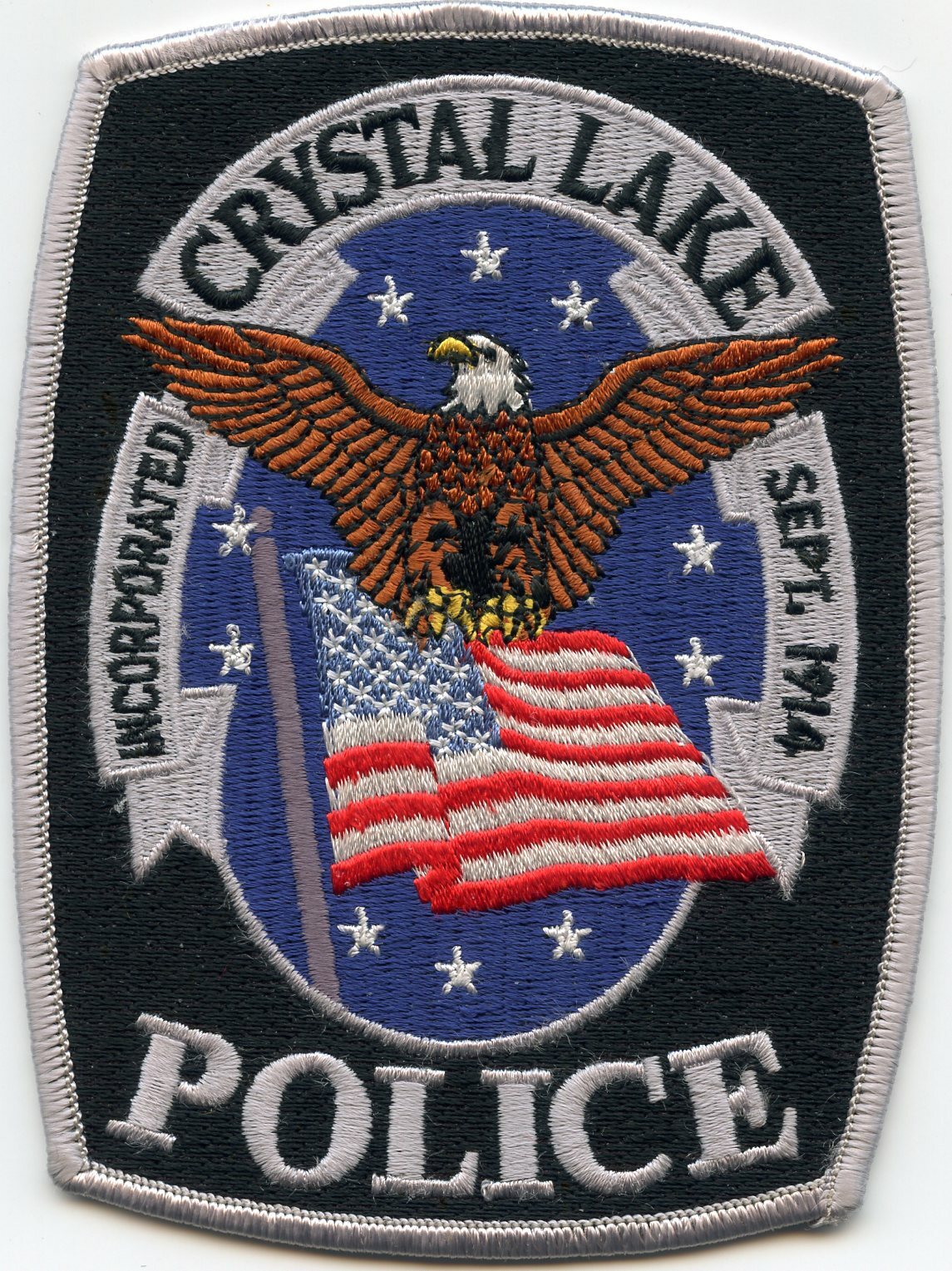 CRYSTAL LAKE ILLINOIS IL gray border POLICE PATCH