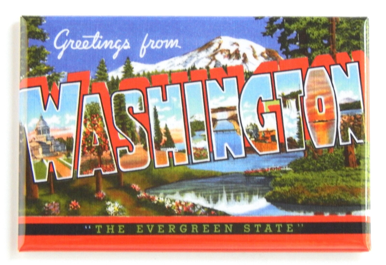 Greetings from Washington State FRIDGE MAGNET travel souvenir "style A"