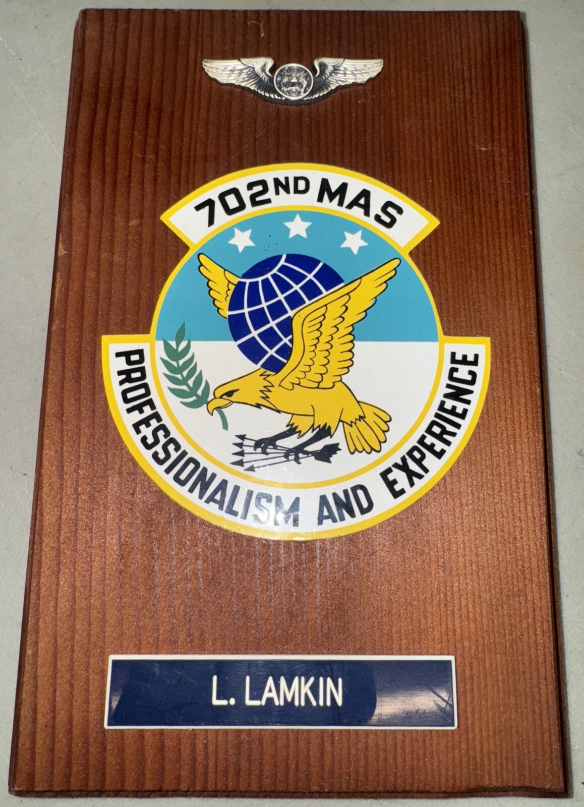 702ND MAS Professionalism And Experience Wooden Wall Plaque Award