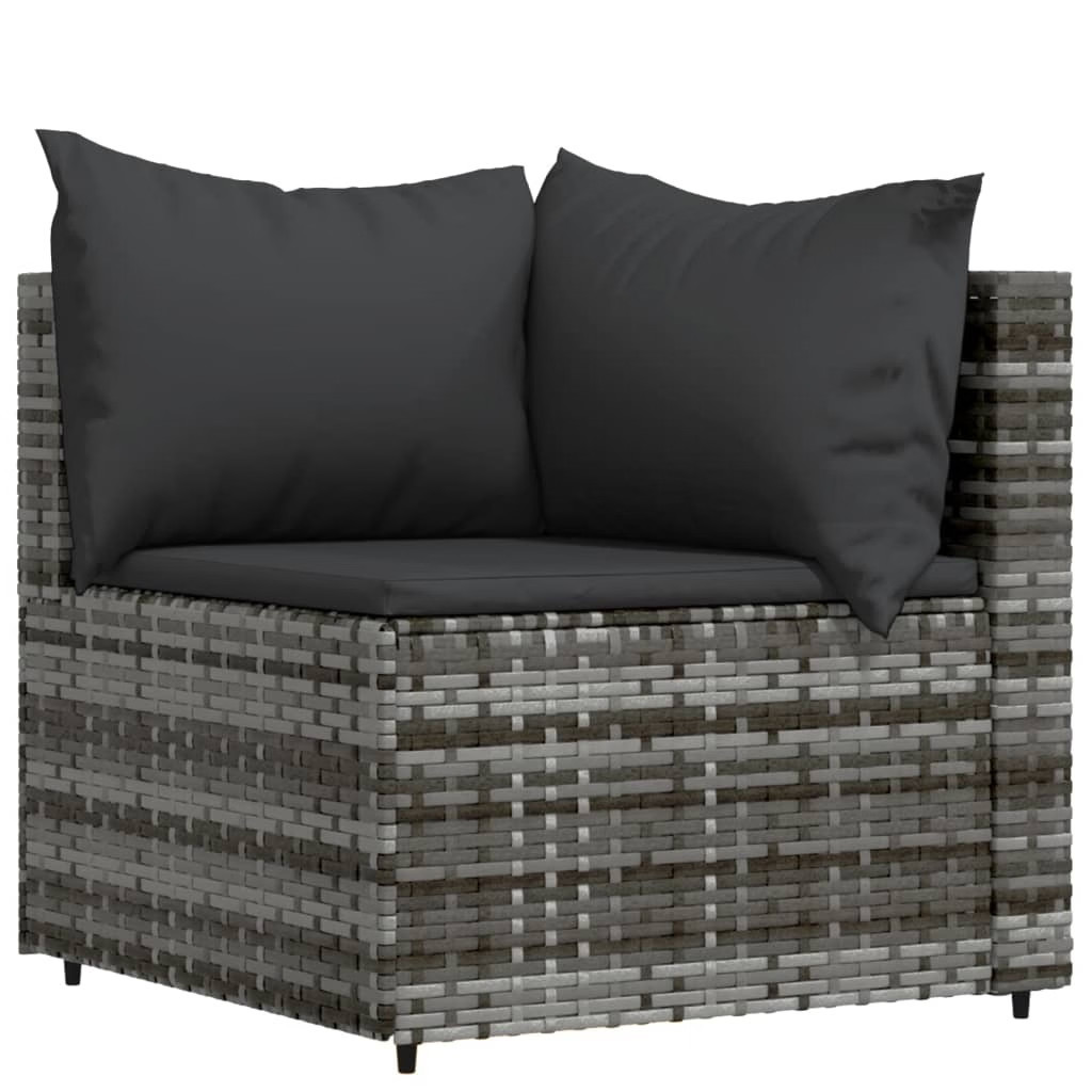 Patio Lounge Set Grey Poly Rattan Medium Adjustable Feet