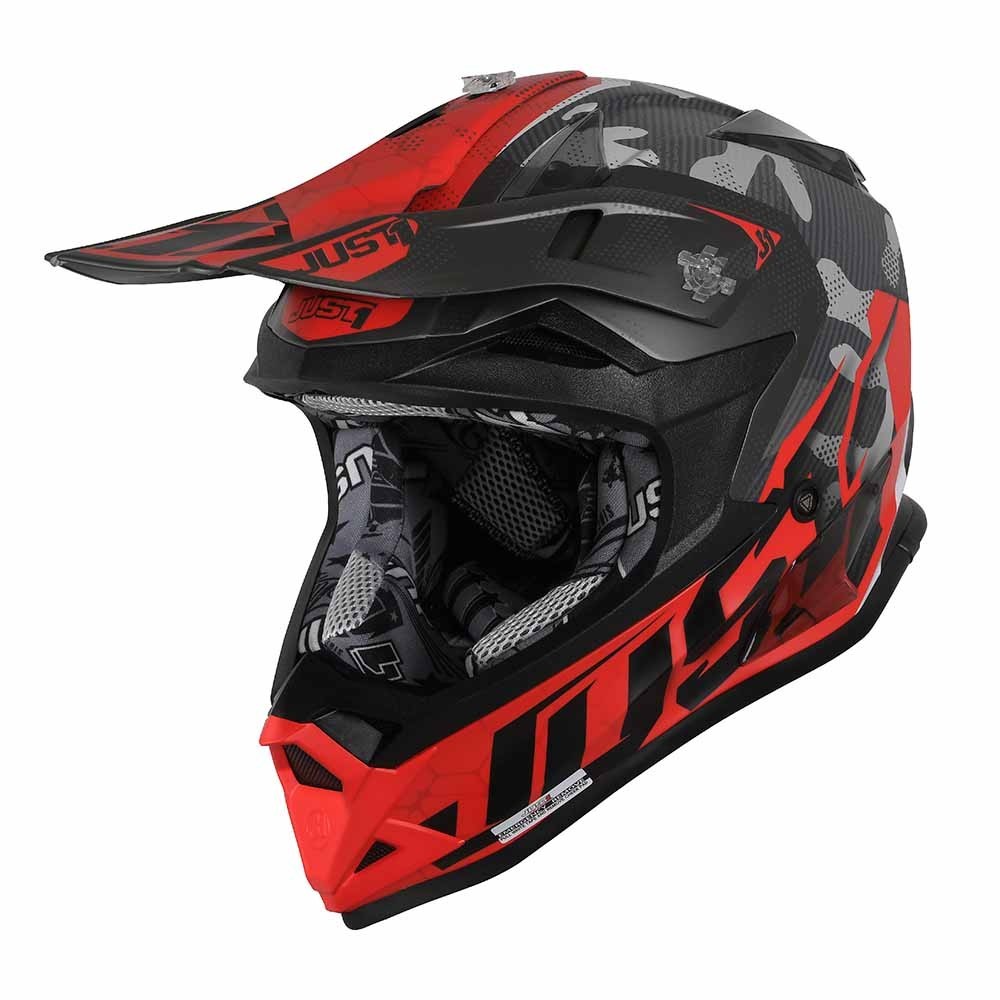 Just1 Youth's J32 Motorcycle Helmet - Camo Fluo Red - Medium - J32Y15CMR23