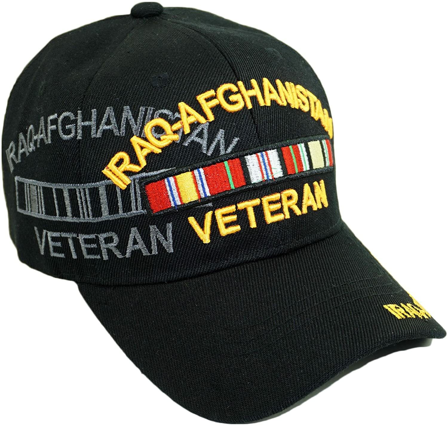 US Military Iraq-Afghanistan Veteran Ribbon Black Baseball Cap
