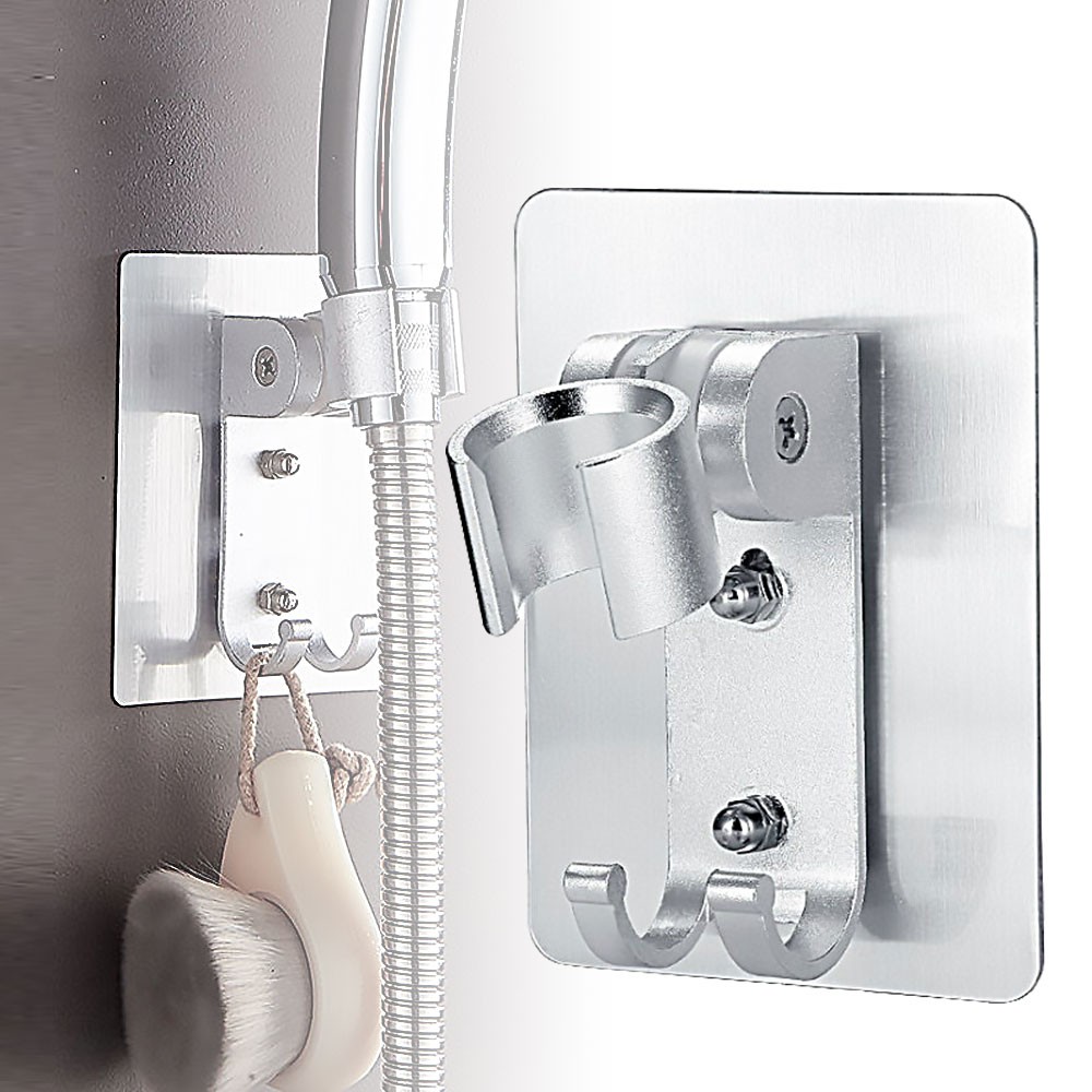 Adjustable Bracket Suction Shower Head Handset Holder Wall Mount +Hooks TL