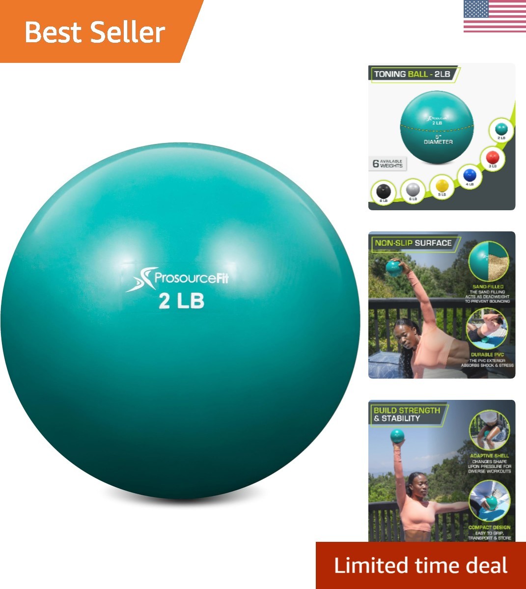 Weighted Toning Exercise Balls for Pilates, Yoga, Strength Training and Physi...