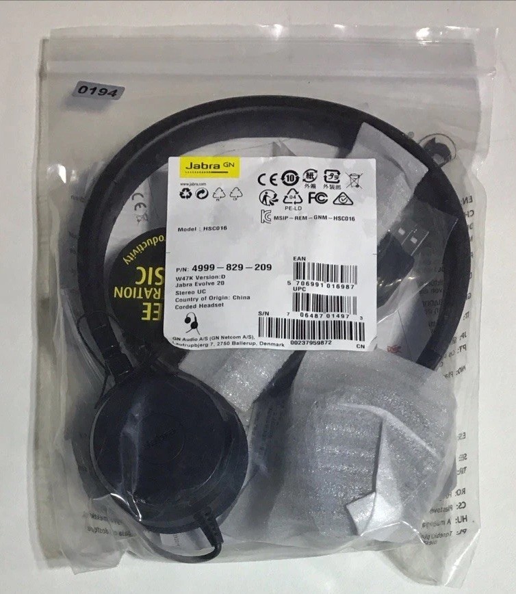 Jabra Evolve 20 UC Stereo Ear-Pad Headset (4999-829-209)