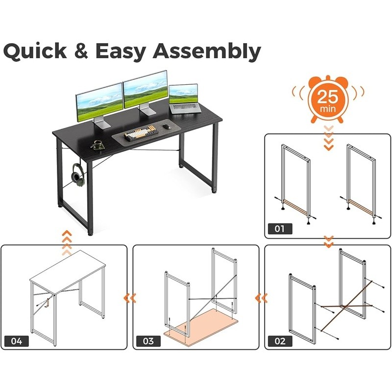 Versatile Home Office Desk Computer Table W/ Efficient Storage & Quick Assembly