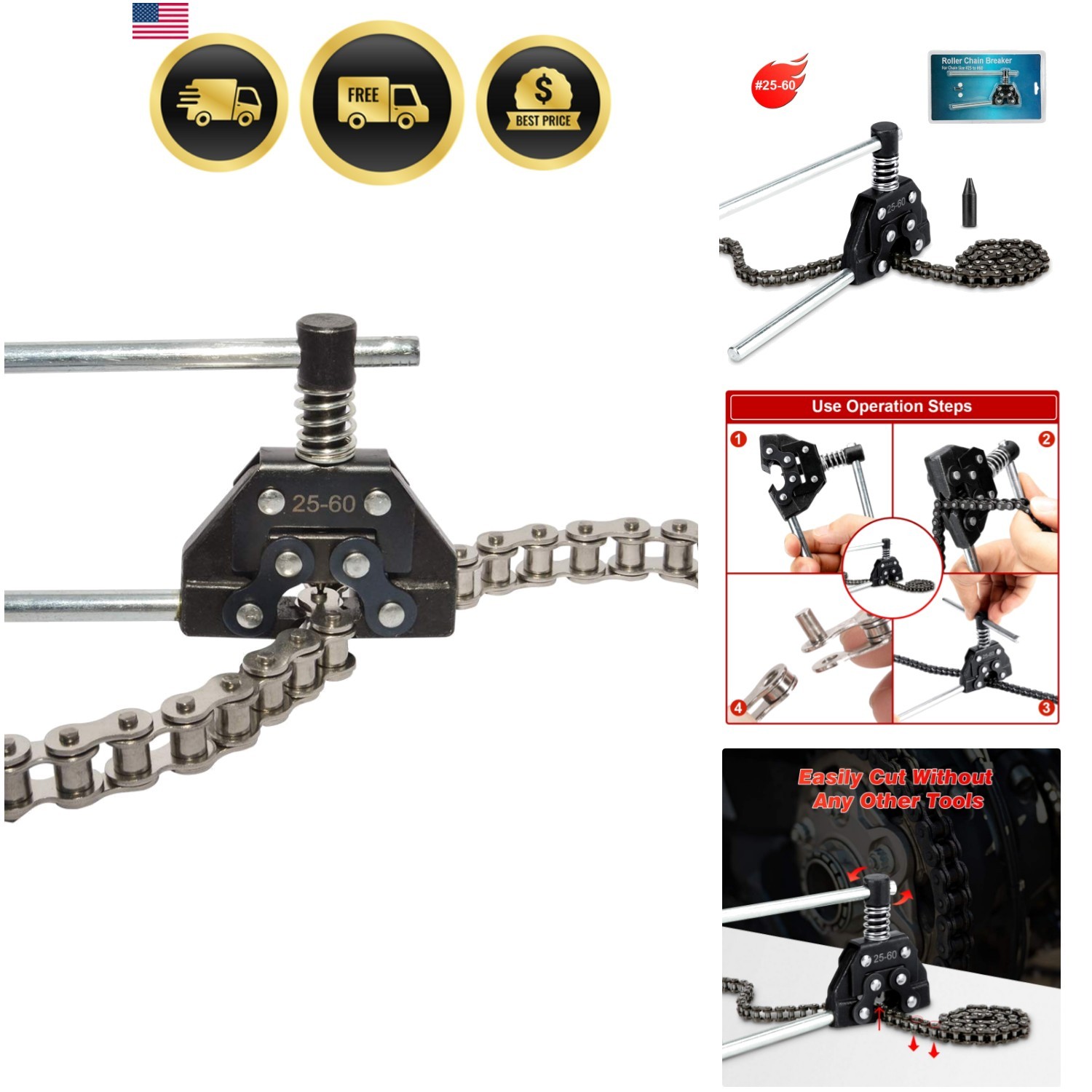 Detacher Breaker Cutter Fit for 415H,428H, 520,530 Roller Chain Bicycle Go Ka...