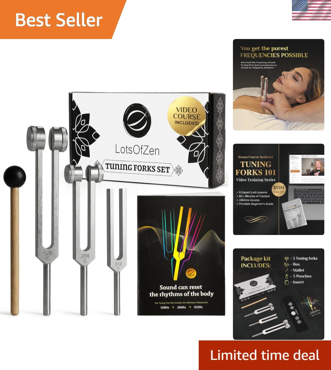 Tuning Forks for Healing Set 128Hz, 256Hz, 512Hz — Essential Yoga and Meditation