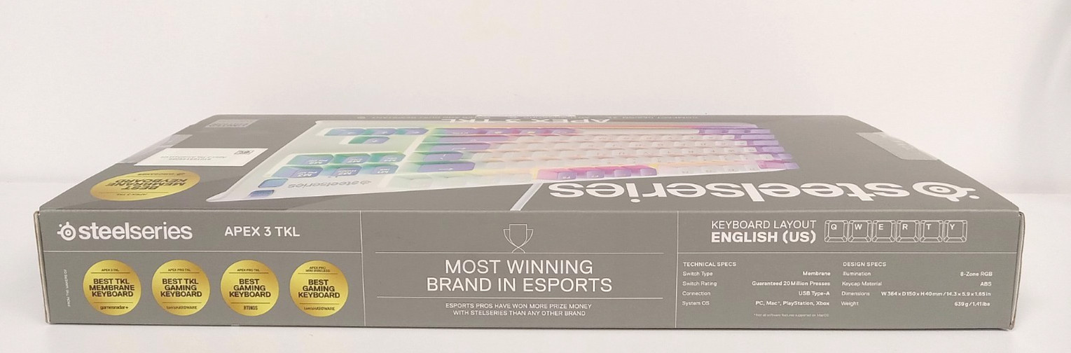 SteelSeries Apex 3 TKL Wired Membrane Whisper Quiet Switch Keyboard (Amethyst)