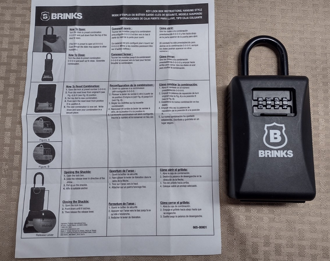 Brinks Resettable Key Lock Box Steel Shackle, XL 665-80001, Home, Storage, Reset