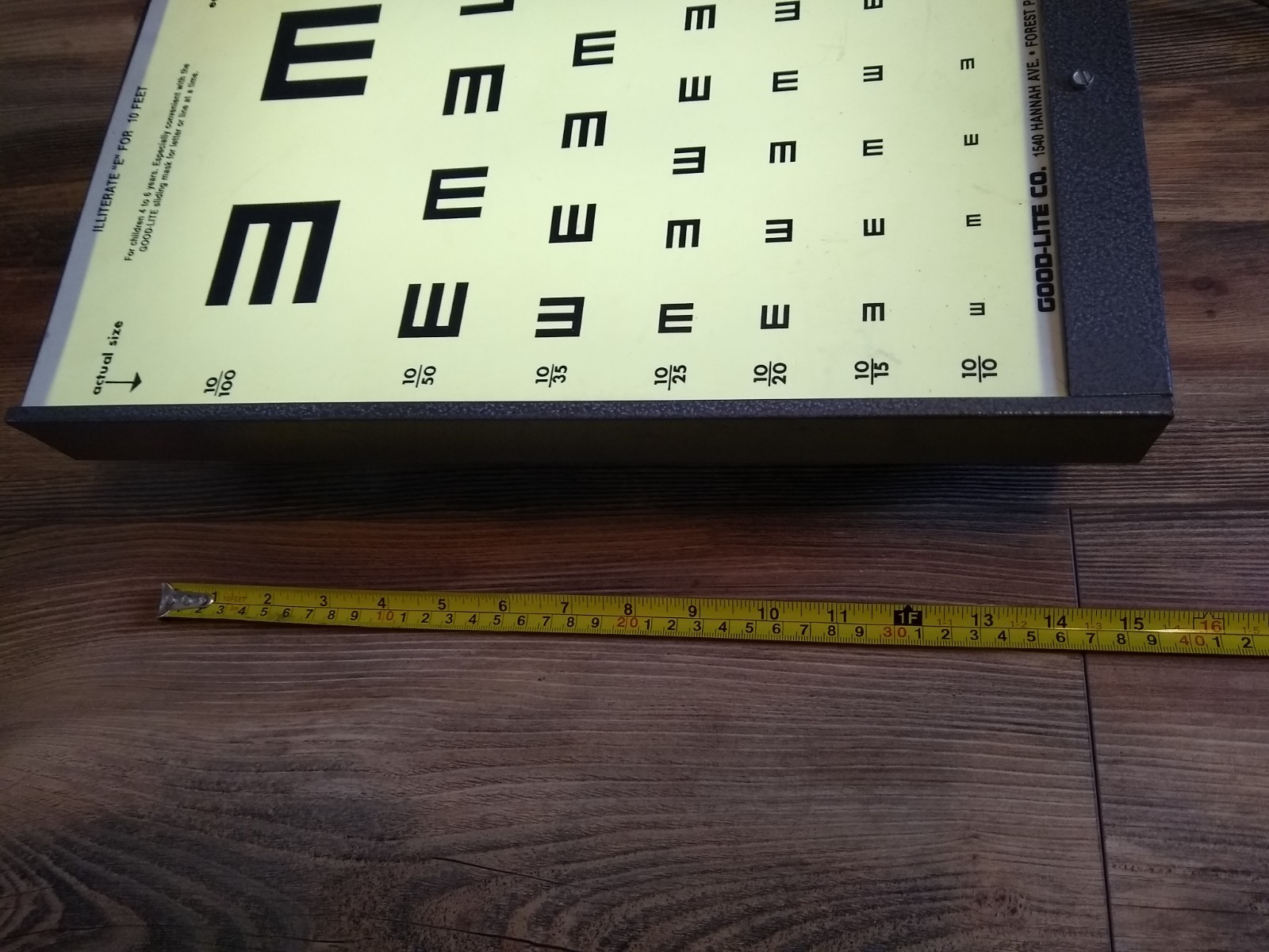 Vintage Good-Lite Visual Acuity Chart Translucent Model A Eye Test Works 2 Cards