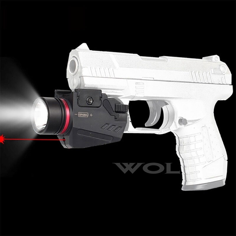 Tactical LED Flashlight Red Laser Sight Railfor For Mini Glock Pistol Airsoft