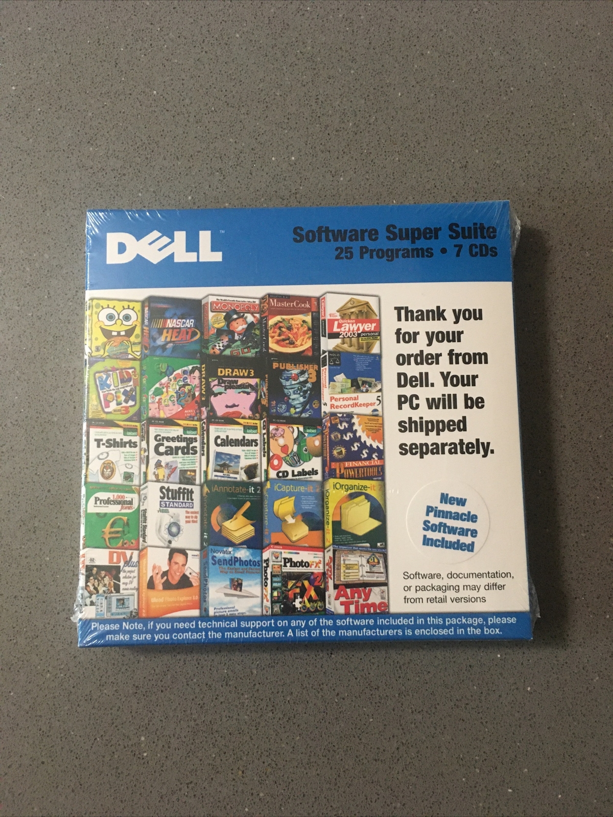 New Dell Software Super Suite 7 CDs 25 Games Windows XP/Me/98/95 2003