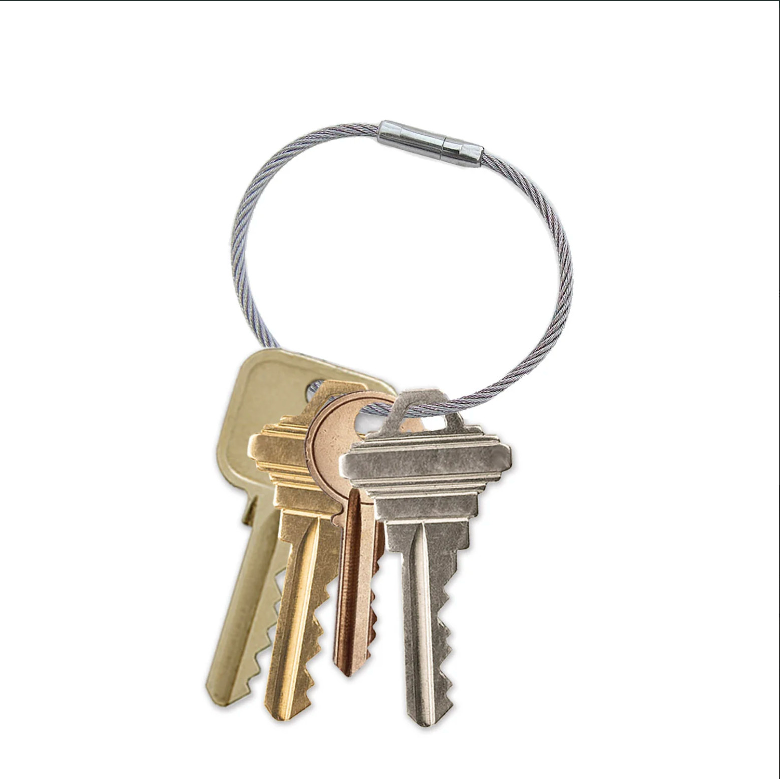 Brand New! Lucky Line Stainless Steel Twisty Key Ring 4-1/4″  - Four Pieces