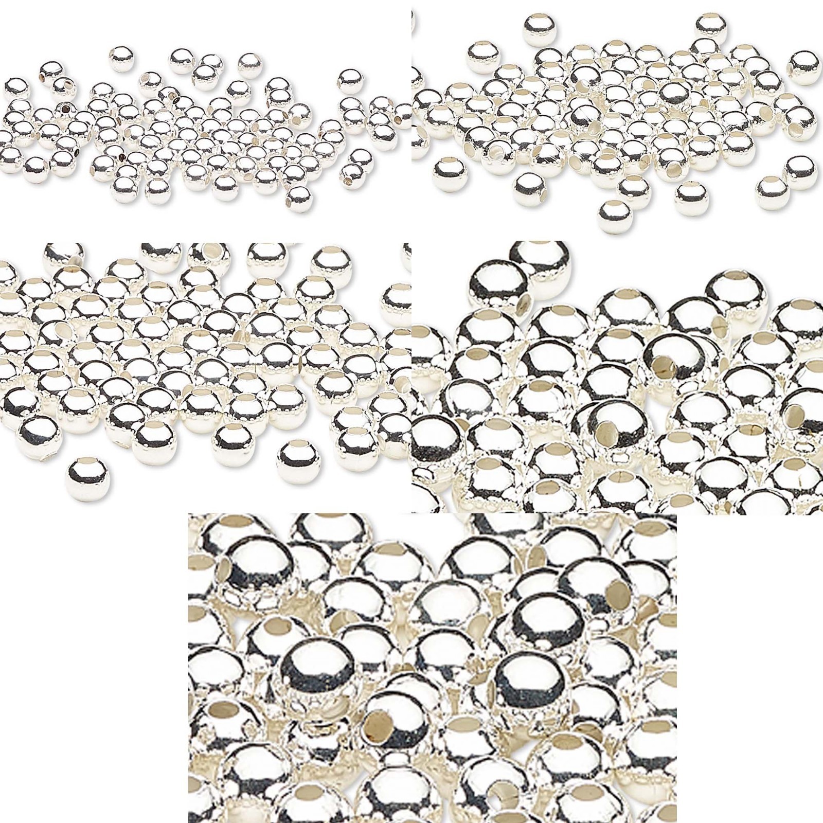 Huge Lot of 500 Shiny Silver Finished Steel Metal Round Spacer Accent Beads