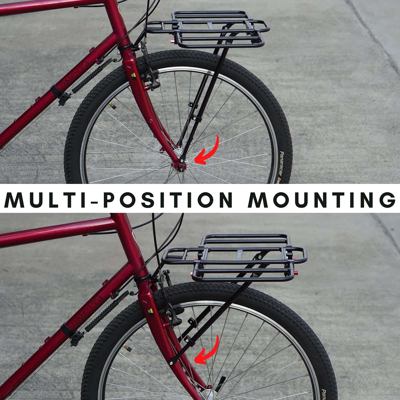 Expandable Bike Front Rack – Wide Pizza Rack Flatbed Platform with Foldable W...
