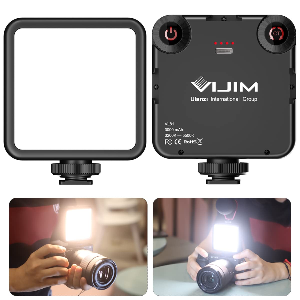ULANZI VL-81 3000mAh Bi-Color LED Video Light w Softbox - 3200K-5600K+CRI95 R...