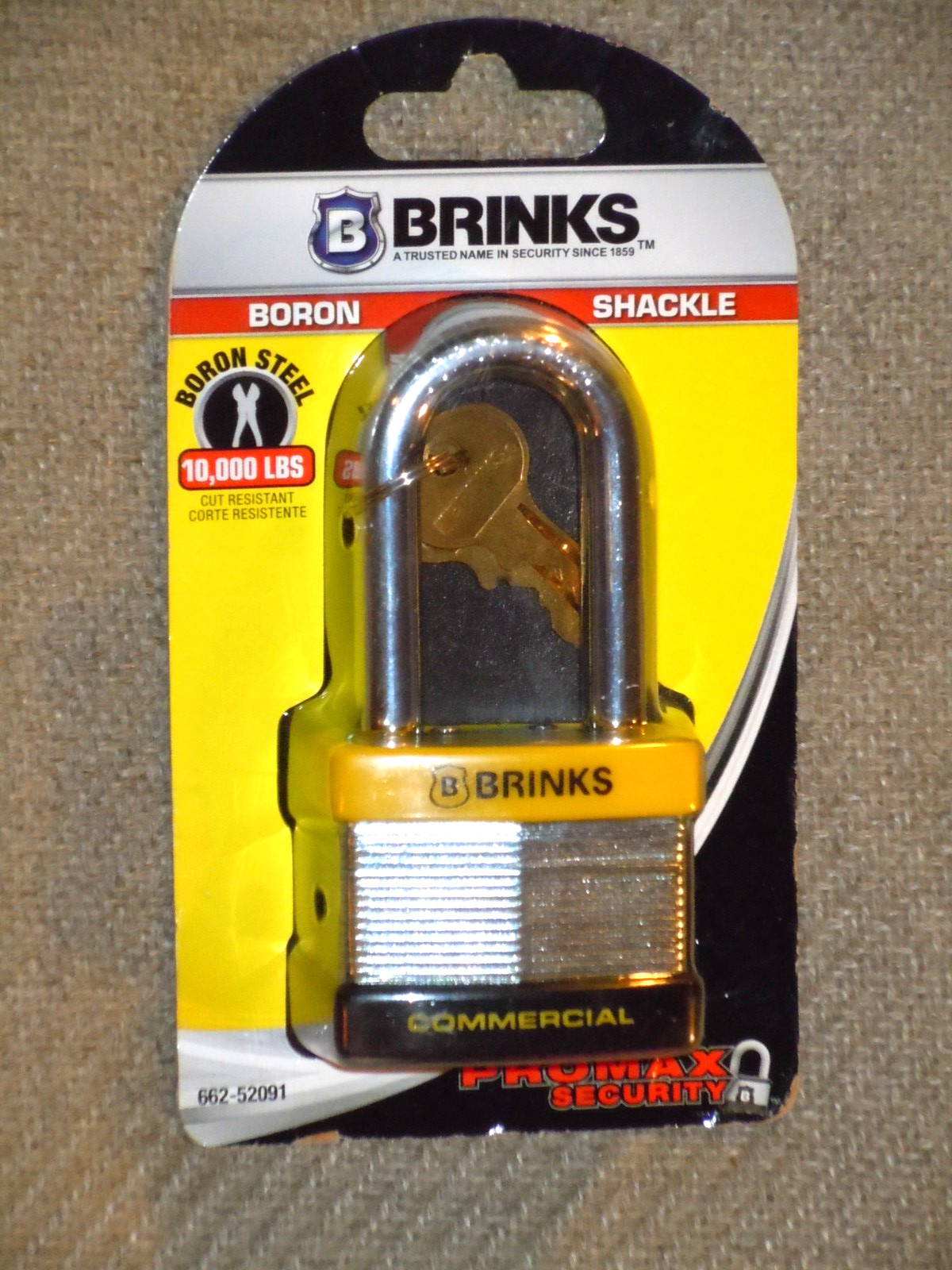 NEW BRINKS ProMax Security Commercial Grade Boron Steele Pad Lock 662-52091