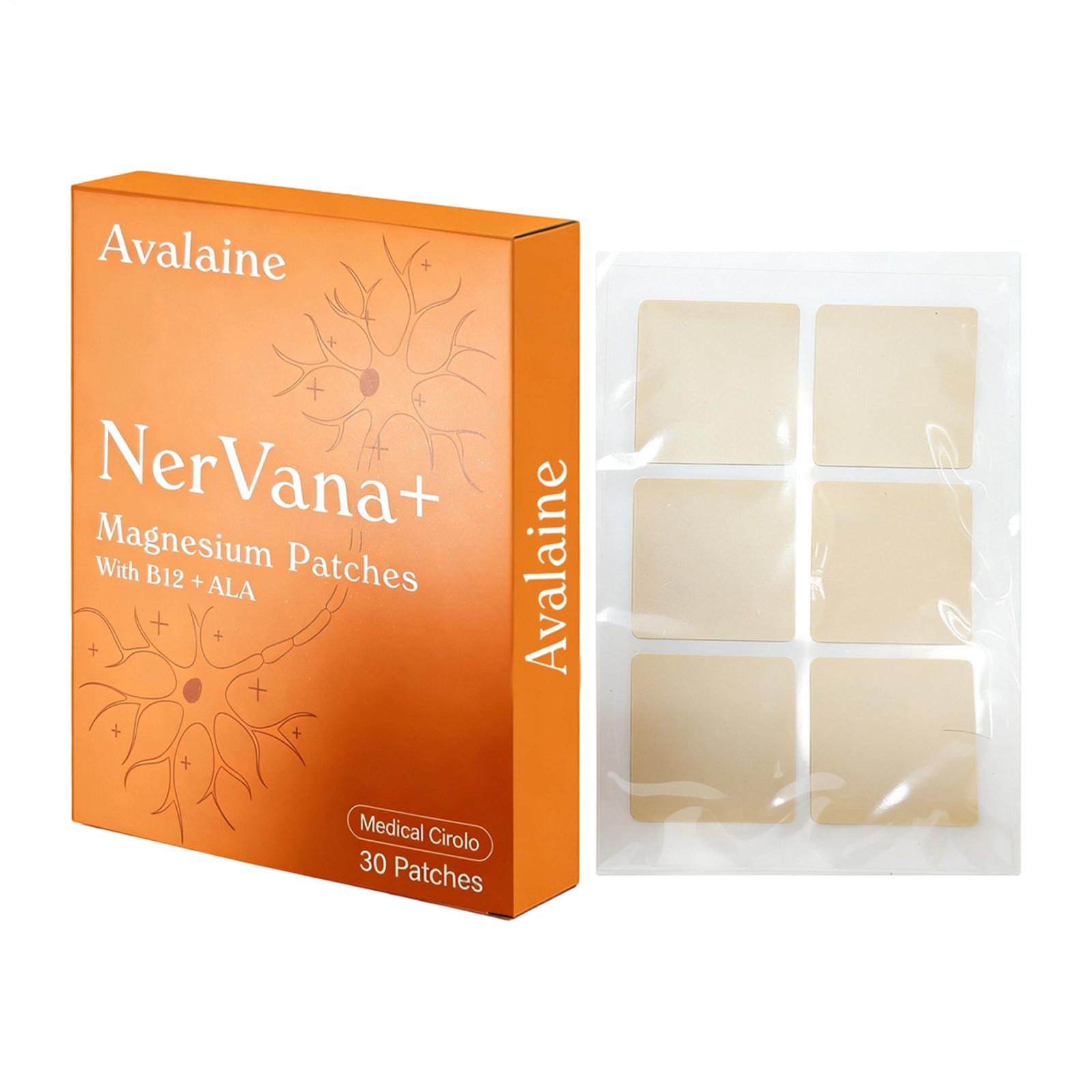 Avalaine Nervana+ Vitamin B12 Patches With Magnesium 30 Pieces Soothing Patches
